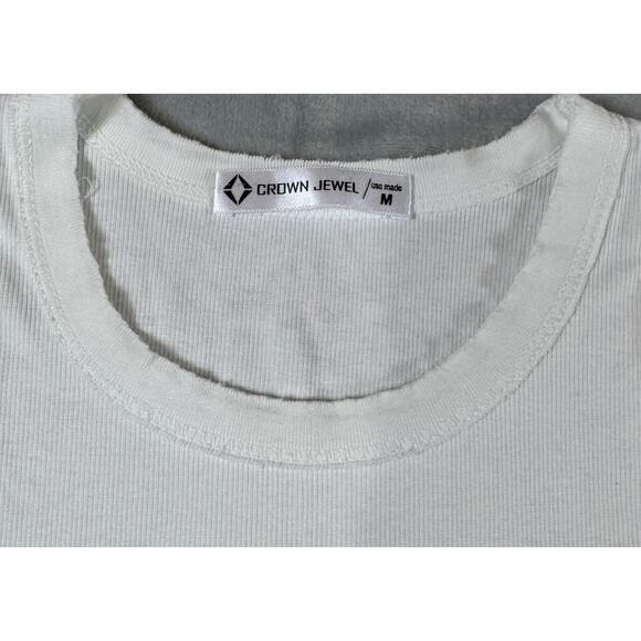 Crown Jewel White Ribbed Cotton Tank Top Women’s M Made in USA - Picture 3 of 10